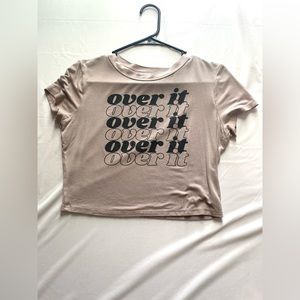 Papaya peach tan cropped graphic tee